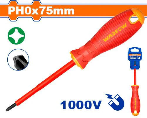 WADFOW 1000V Insulated Slotted Screwdriver SL3.0 x 75mm VDE Certified WSD7233
