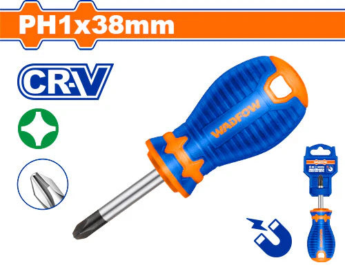 WADFOW PH0 x 75mm Phillips Cross Head Screwdriver with Magnetic Tip WSD2211