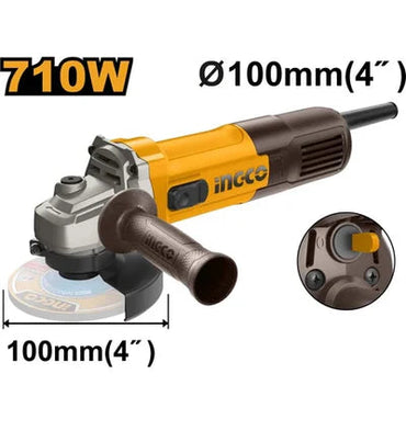 Ingco Angle Grinder 710W - 100mm Metal Grinding | AG71182 Ingco