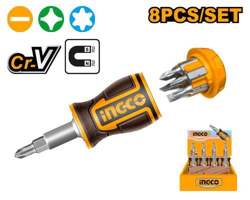 Ingco 8 IN 1 Stubby Screwdriver Set | AKISDS0708 Ingco