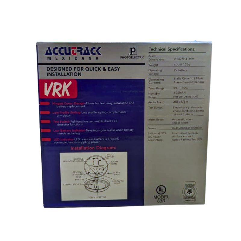 Accutrack Mexicana VRK 9V Battery Operated Smoke Alarm