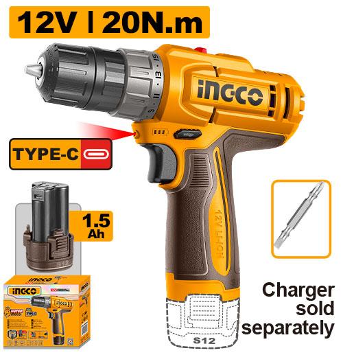 Ingco 12V 20Nm 1.5Ah Cordless Drill | CDLI122061 Ingco