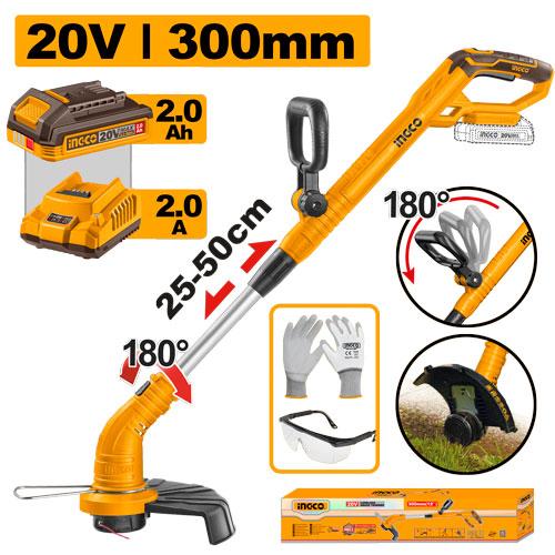 Ingco 20V 300mm 2.0Ah Cordless Grass Trimmer | CGTLI20301 Ingco