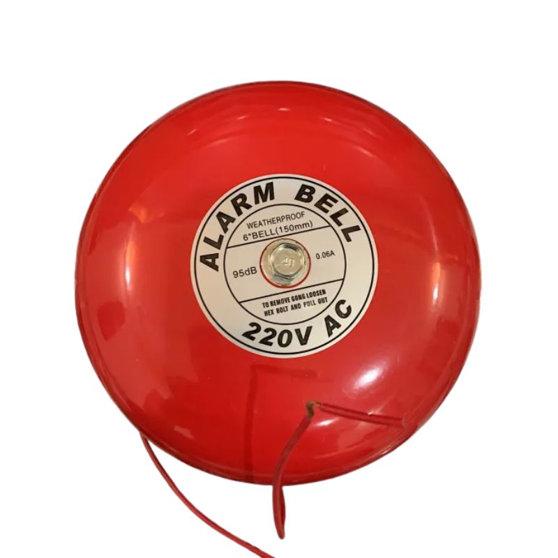 Electric Alarm Bell 220V, 150mm (6 Inch) Metal - Red
