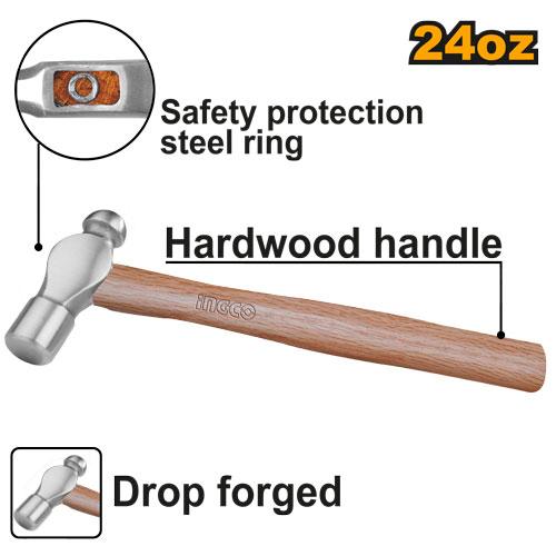 Ingco 24oz Ball Pein Hammer | HBPH04024 Ingco
