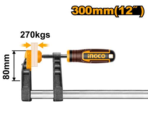 Ingco 80x300mm 270KGS F Clamp with Plastic Handle | HFC020802 Ingco