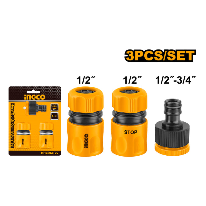 Ingco 3pcs Hose Quick Connectors Set HHCS03122
