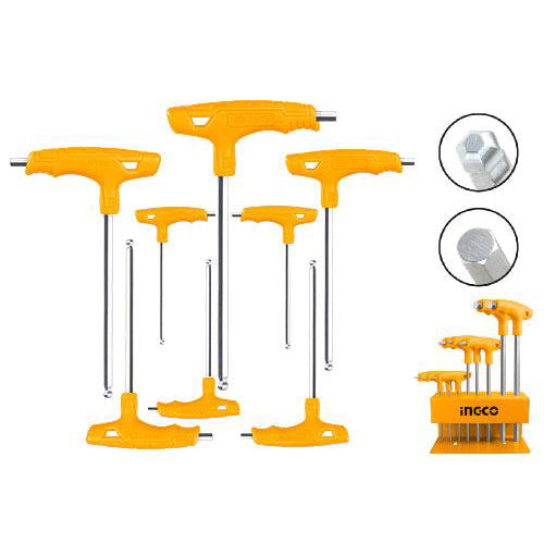 Ingco 8 Pcs T-handle Ball Point Hex Wrench Set HHKT80828