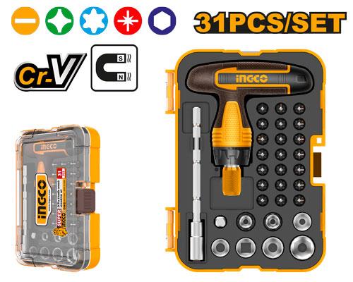 Ingco 31 Pcs T-handle Wrench Screwdriver Set | HKSDB0318 Ingco