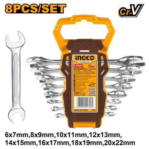 Ingco 8 Pcs Double Open End Spanner Set | HKSPA2088 Ingco