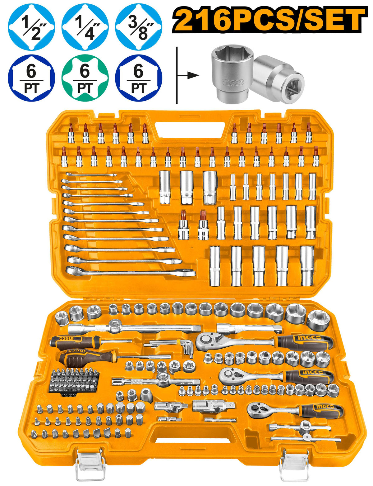Ingco 216 Pcs Combination Tools Set | HKTHP22161 Ingco