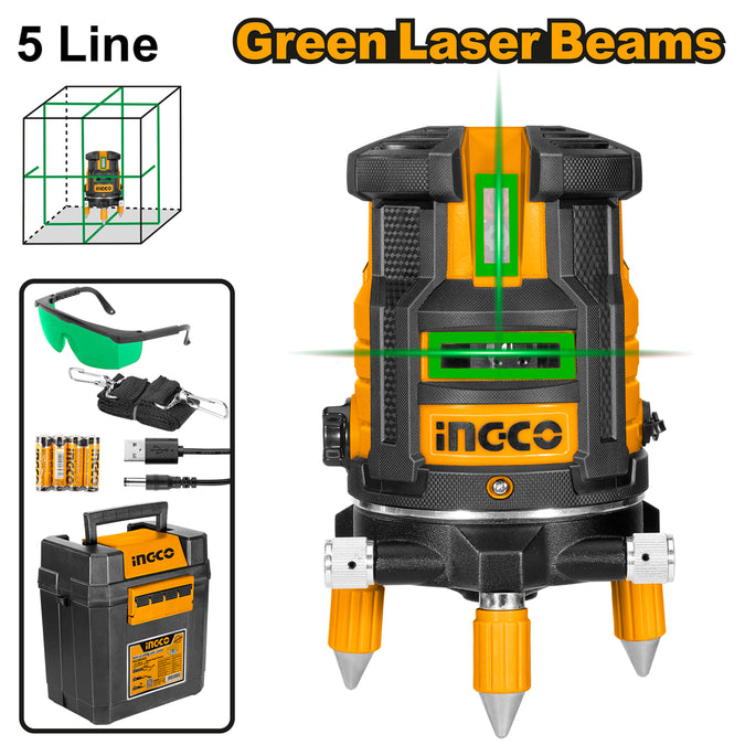 Ingco Self-Leveling Line Laser(Green laser beams) HLL305205