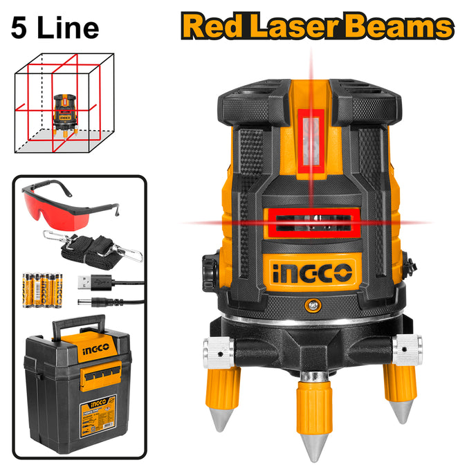 Ingco Self-Leveling Line Laser(Red laser beams) HLL306505
