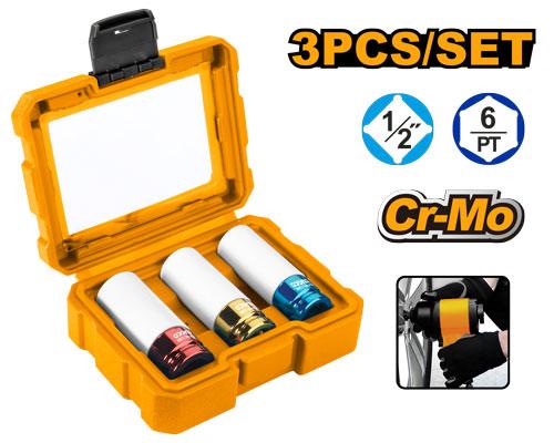Ingco 3 Pcs Non-Marring Lug Nut Socket Set | HNMLNS031 Ingco