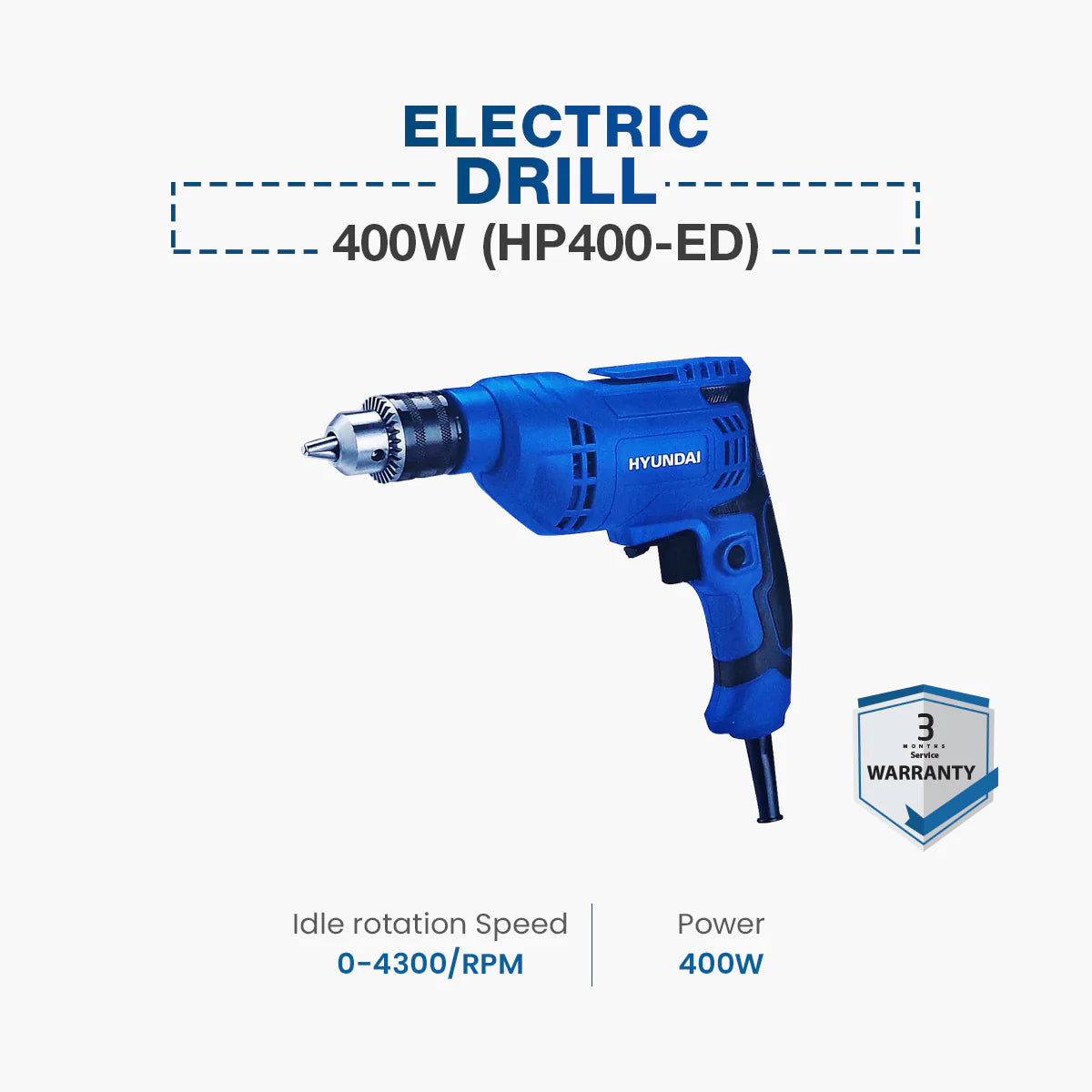 Hyundai Electric Drill 400W | HP400-ED Total