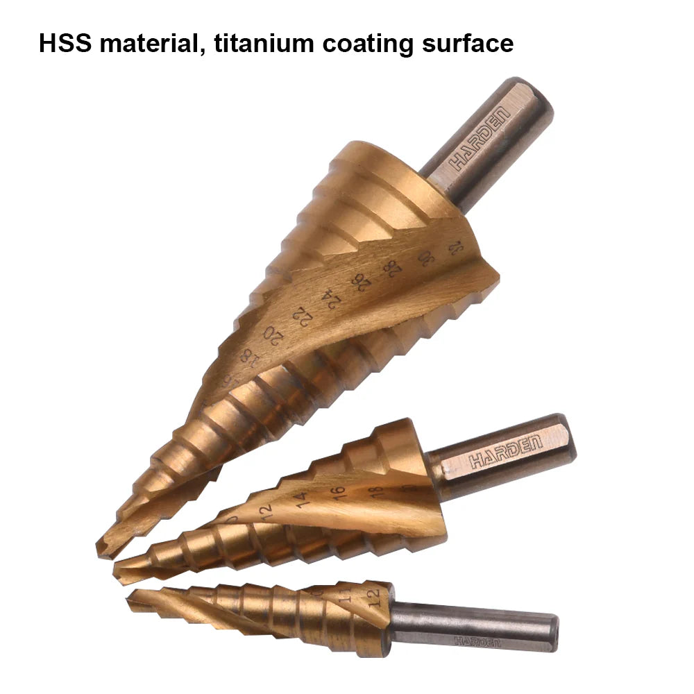HARDEN 614143 3-Piece Professional HSS Step Drill Bit Set