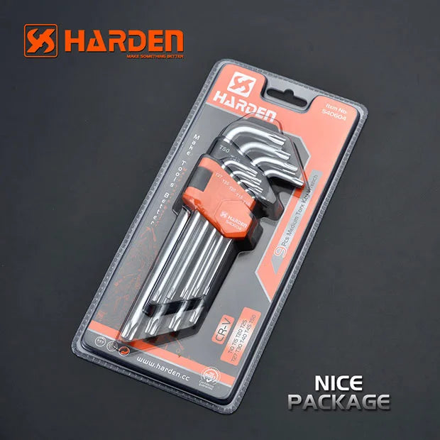 Harden 9pc Long Torx Key Wrench Set T10-T50 | 540604 Harden