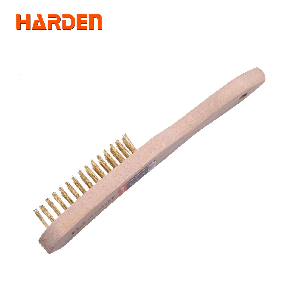 HARDEN 611543 Steel Wire Brush with 3 Rows of Bristles and Ergonomic Wood Handle for Rust Removal