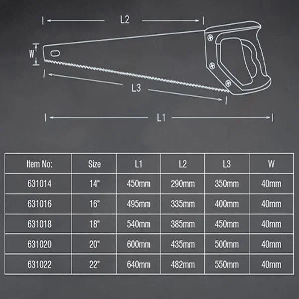 Harden Professional Hand Saw 14″ | 631014, 16″ | 631016, 18″ | 631018, 20″ | 631020, 22″ | 631022