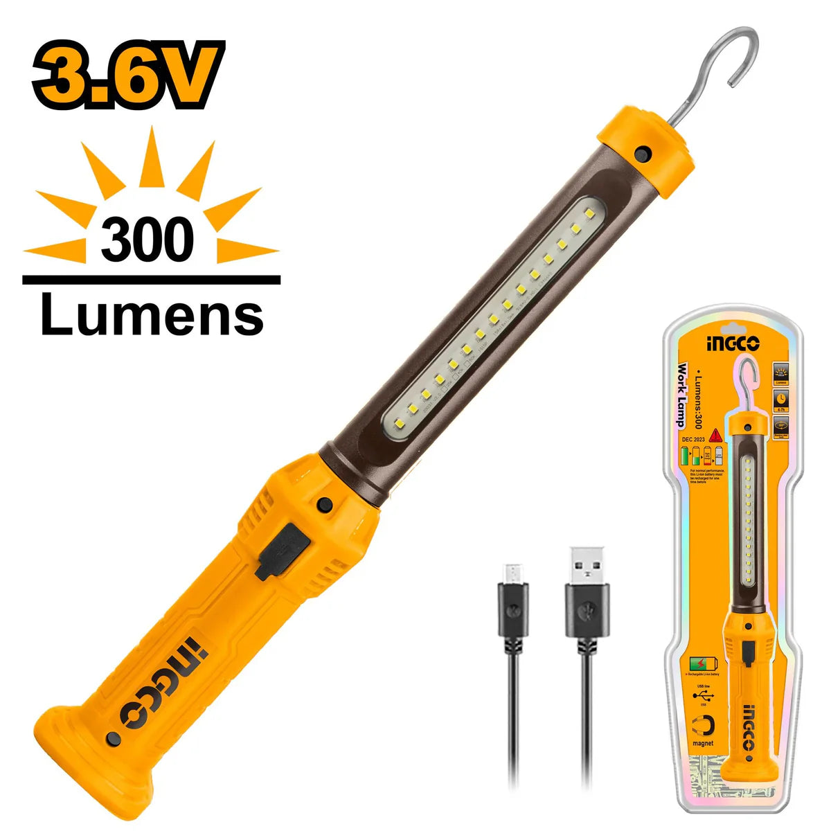 INGCO HWLI35261 Cordless Work Lamp 3.5W 300 Lumens