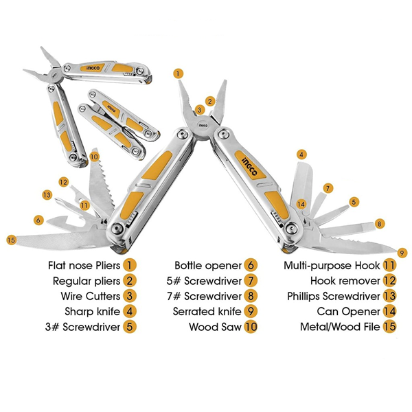 Ingco 15-in-1 Foldable Multi-Function Tool - HFMFT0115