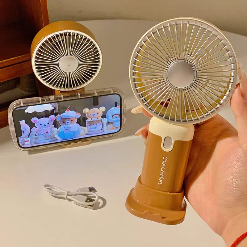 Mini Portable Rechargeable Fan - USB Handheld & Desktop with Phone Stand