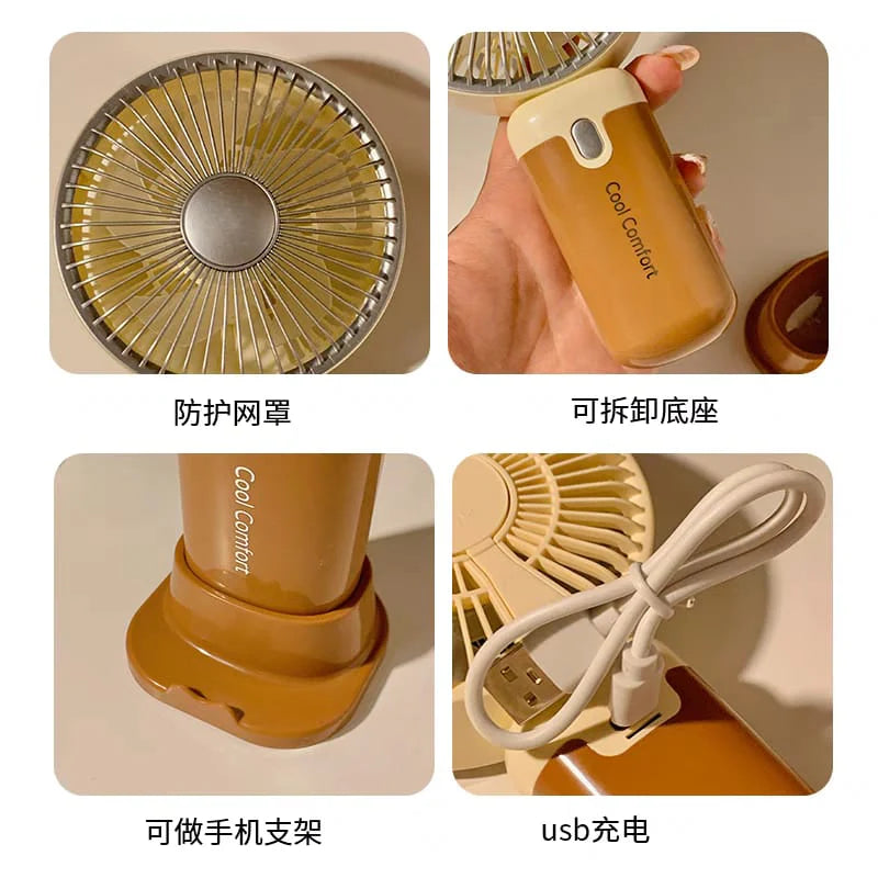 Mini Portable Rechargeable Fan - USB Handheld & Desktop with Phone Stand