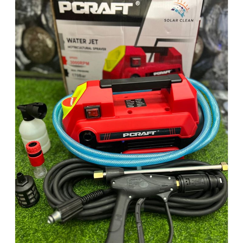 PCRAFT High Pressure Washer 170 Bar, 3000 RPM – Powerful Jet Cleaner for Car, Home & Solar Cleaning