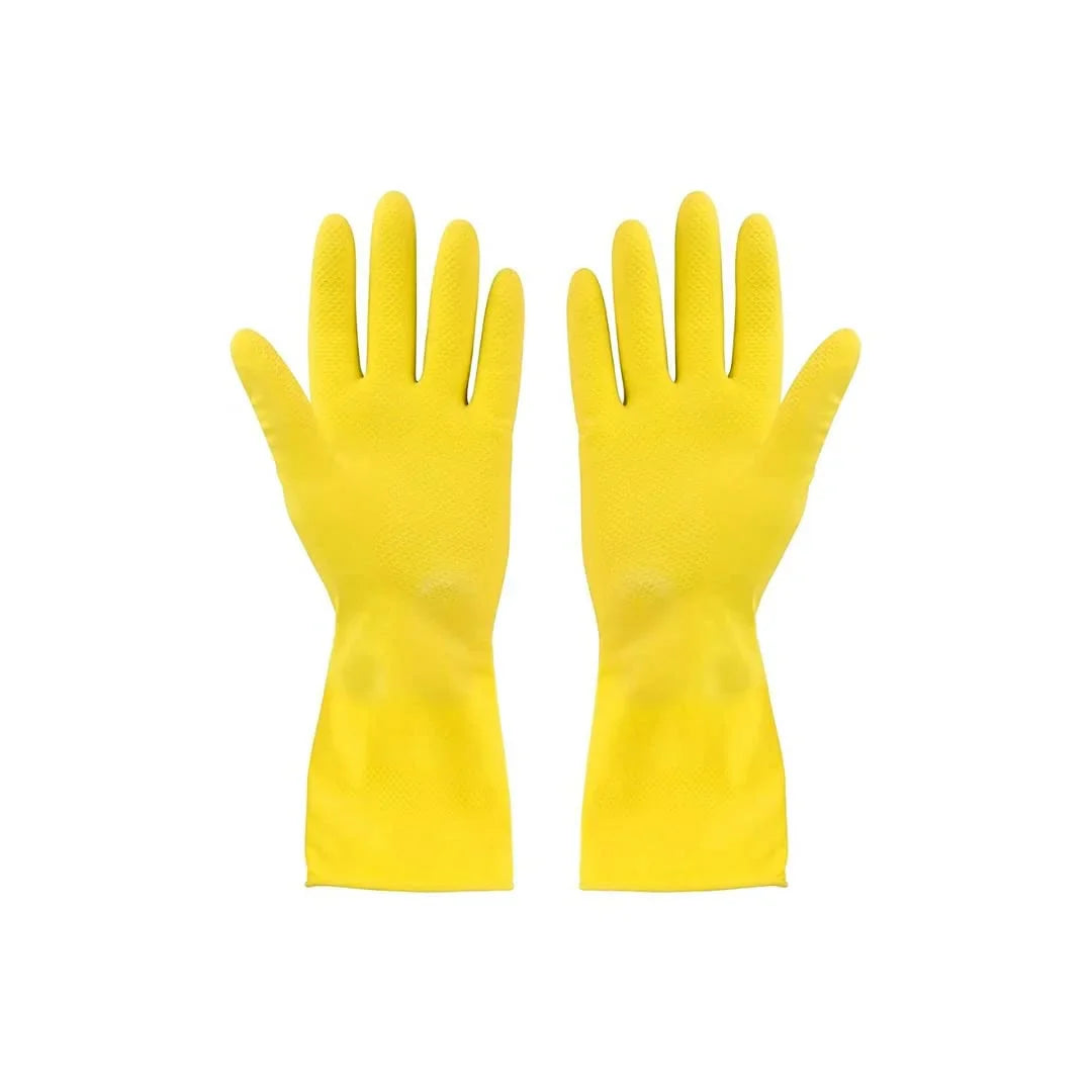 Reusable Dish Washing Gloves, Cleaning Gloves, Gardening, Kitchen, Car and Bathroom - 1 Pair Yellow Free Size Marvi Sons