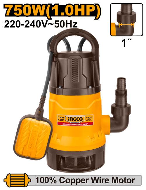 Ingco 750W (1.0HP) 217L/min Sewage Submersible Pump | SPD7508 Ingco