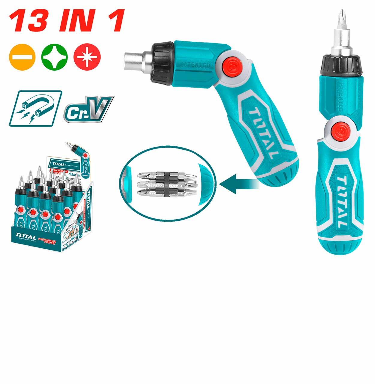 Total 13 IN 1 Ratchet Screwdriver Set TACSD30136 Total