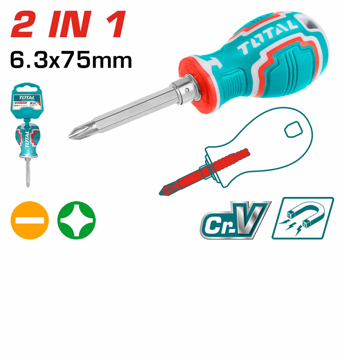 Total 2 IN 1 Screwdriver Set THT250216 Total