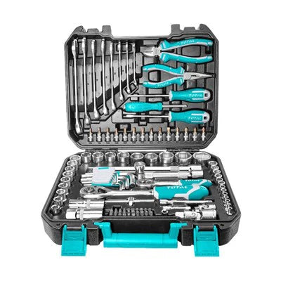 TOTAL THKTHP21006 100 Pcs 1/2" Socket & Tool Set 45T Ratchet Total