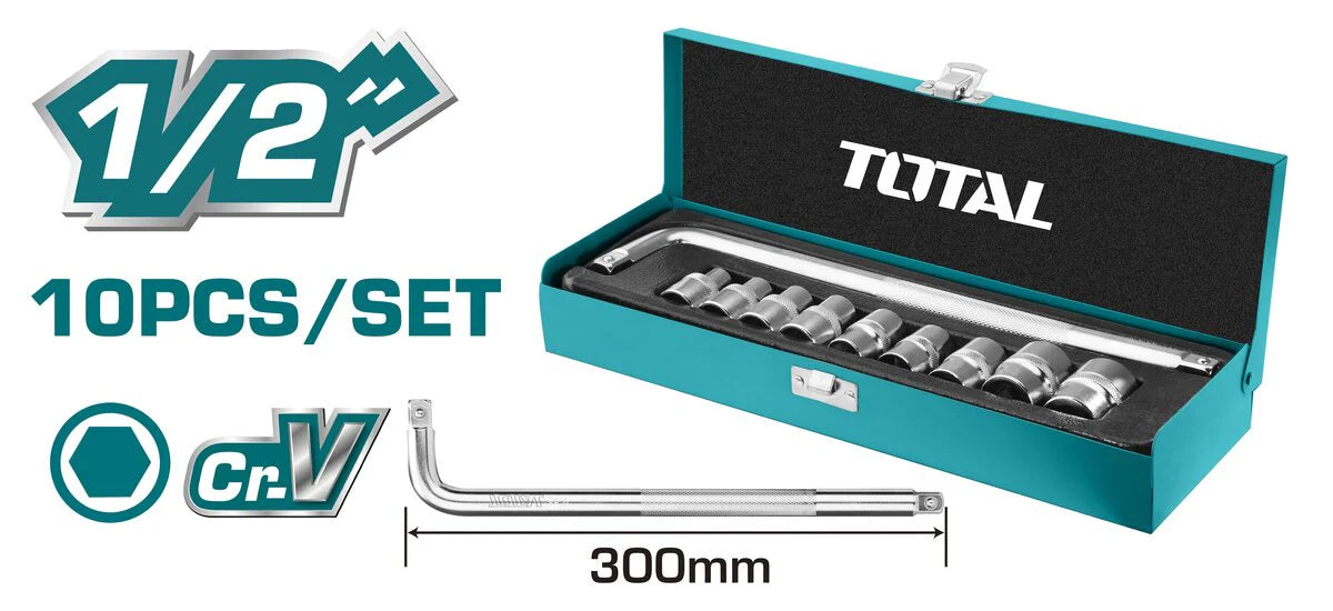 TOTAL 10-Piece 1/2" Drive Socket Set | THTL121101 Total