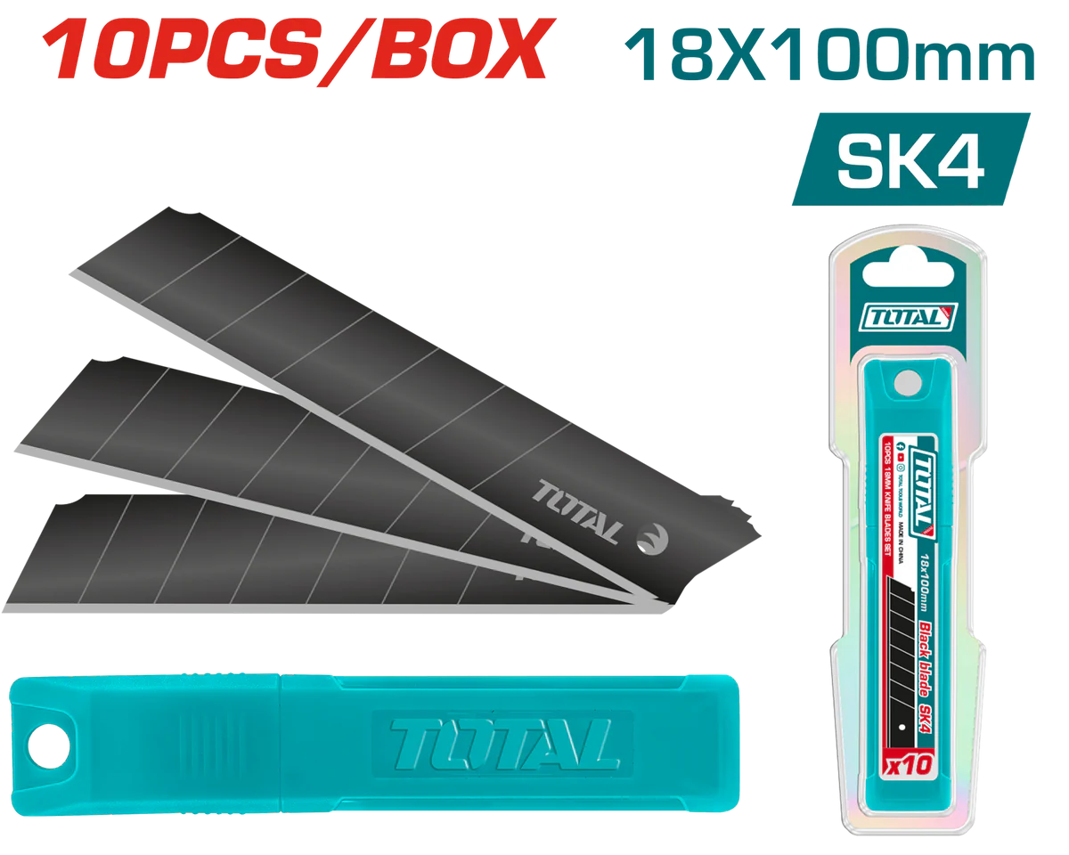 Total 10-Piece 18mm SK5 High-Carbon Steel Snap-Off Utility Knife Blades | THTCB181