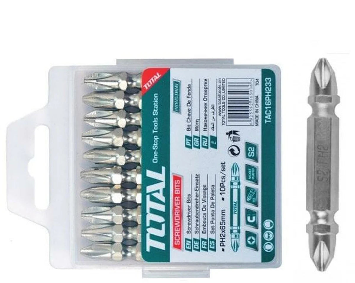 TOTAL TAC16PH233 10 Pc PH2+PH2 Double End Screwdriver Bits