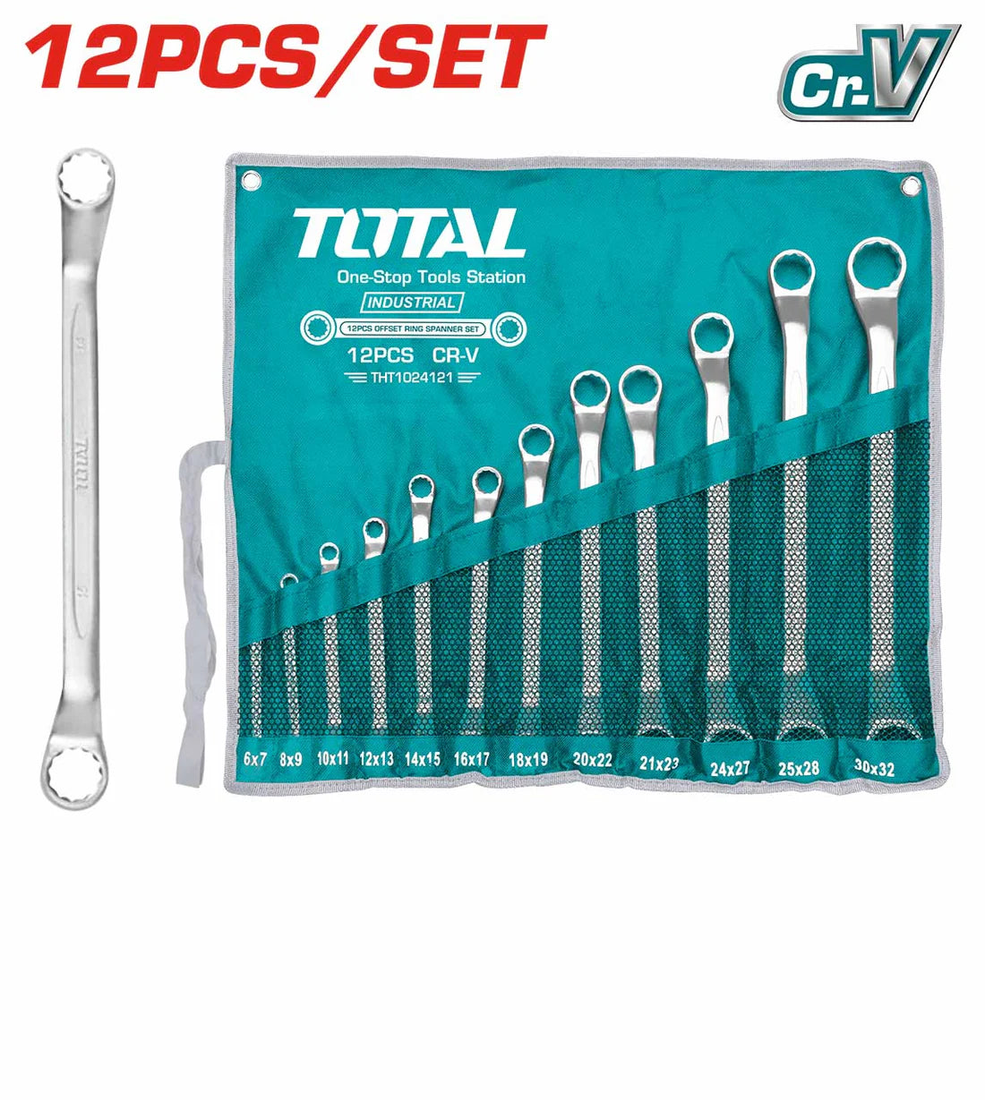 TOTAL THT1024121 12 Pcs Offset Ring Spanner Set 6-32mm Total