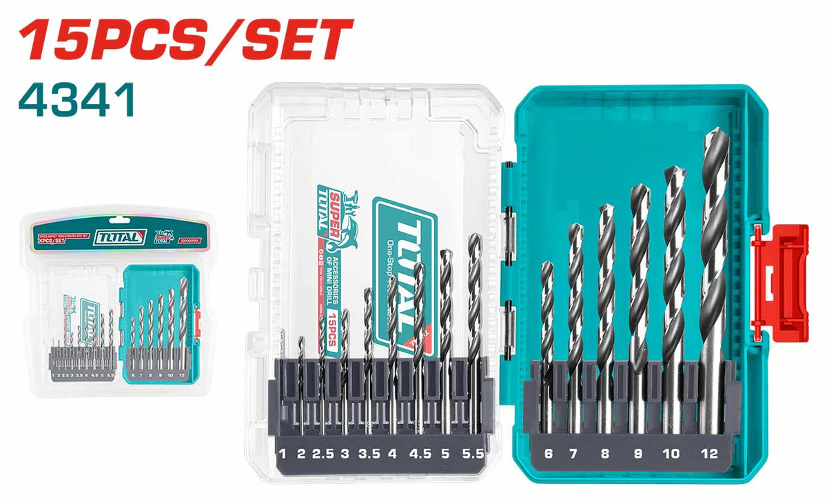 TOTAL TACSDL51506 15 Pc HSS Drill Bit Set 4341 Steel