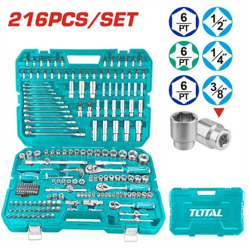 TOTAL THKTHP22166 216 Pcs Master Socket & Tool Set