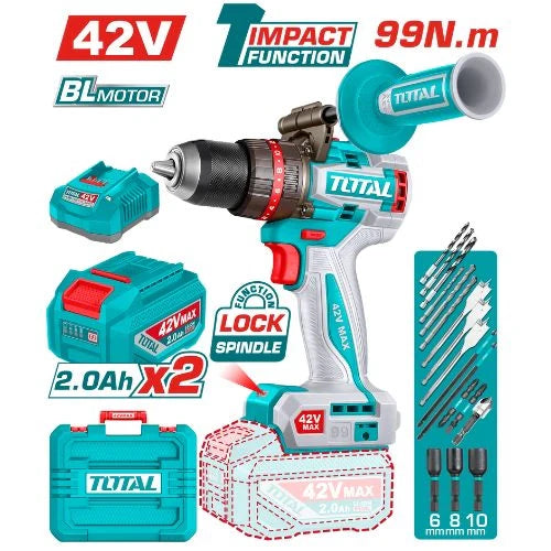 TOTAL TIDLI429982 42V Brushless Impact Drill - 99Nm Torque