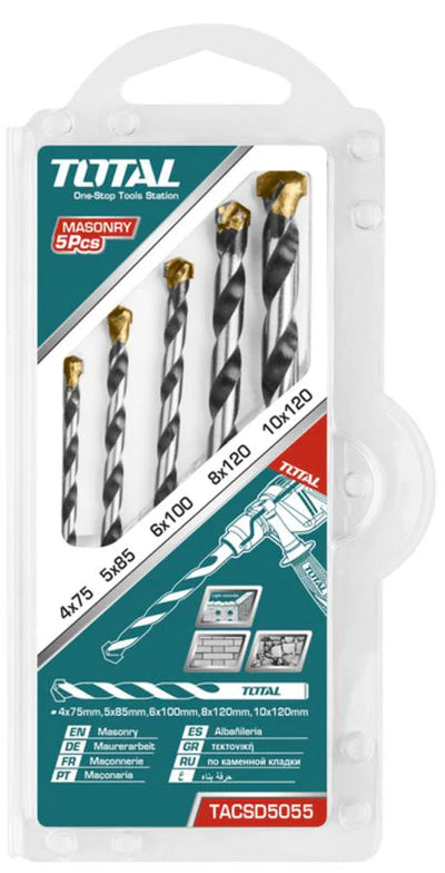 TOTAL TACSD5055 5 Pc Masonry Drill Bit Set for Concrete Total