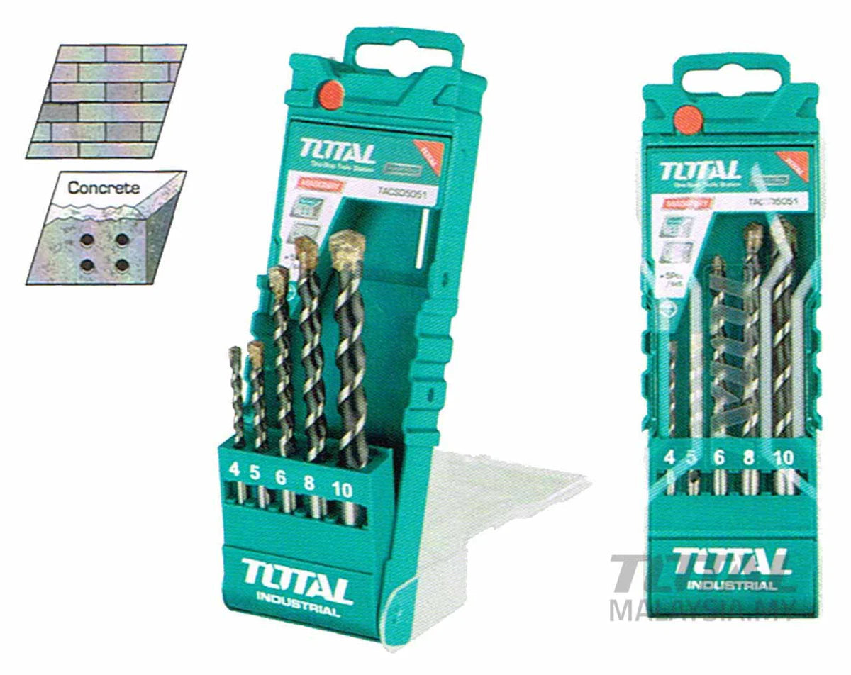 TOTAL TACSD5051 5 Pc Masonry Drill Bit Set for Concrete Total