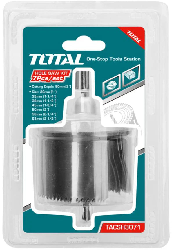 TOTAL TACSH3071 7 Pc Hole Saw Set for Wood