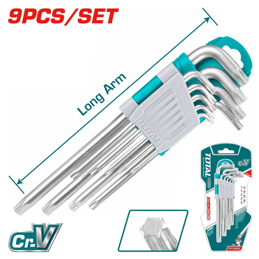 TOTAL THT106392 Long Arm 9pc Torx Key Set (T10-T50) Cr-V Total
