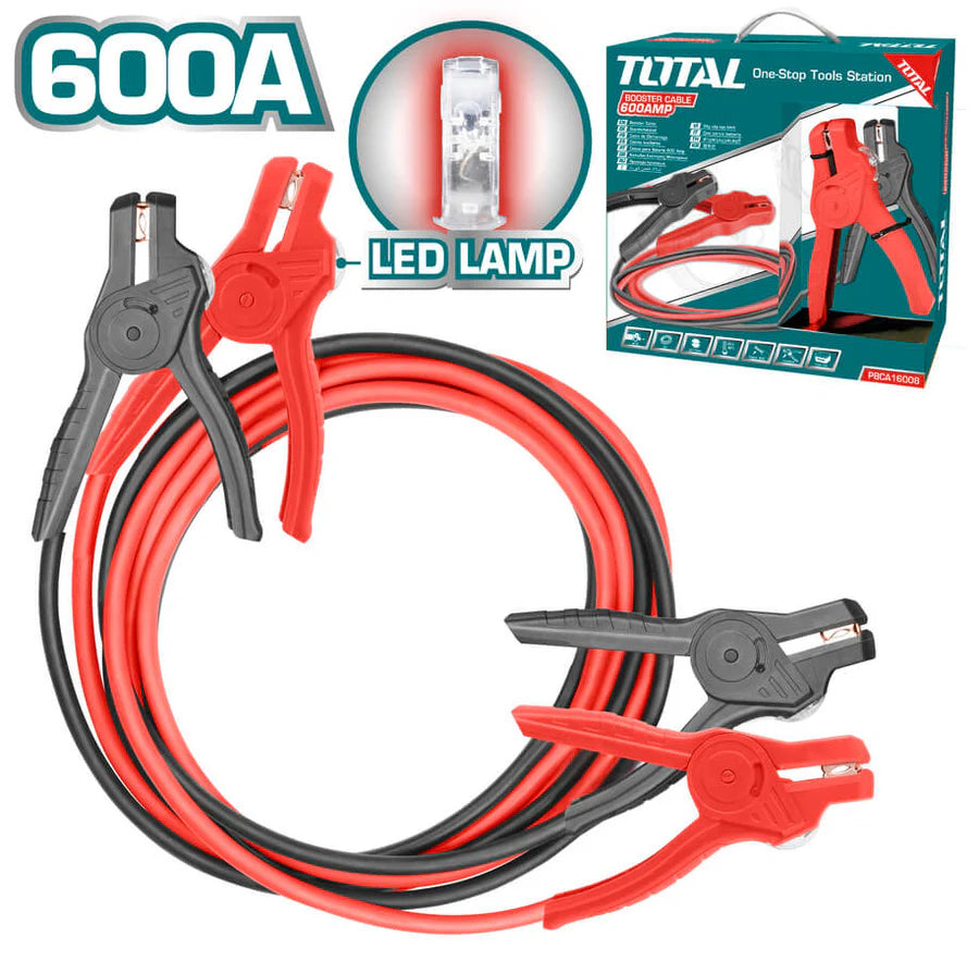 TOTAL PBCA16008L 600AMP Booster Cable with LED Lamp - 3m Total