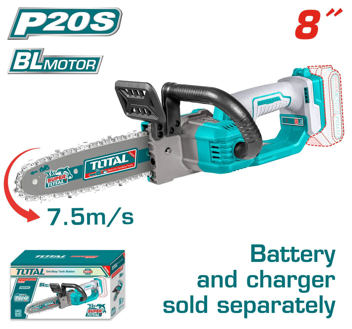Total 20V Cordless Pruner Saw 5-Inch Mini Chainsaw | TGSLI2058