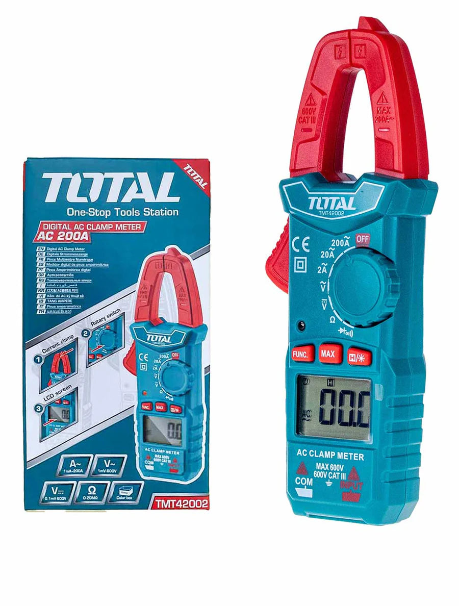 Total TMT42002 Digital AC Clamp Meter - 200A, 600V, 2000 Counts Total