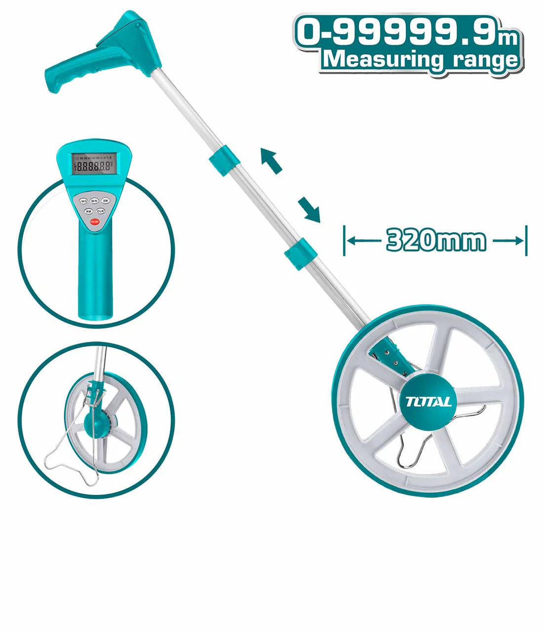 Total Digital Measuring Wheel TMT19923 - 99,999.9M Range Total