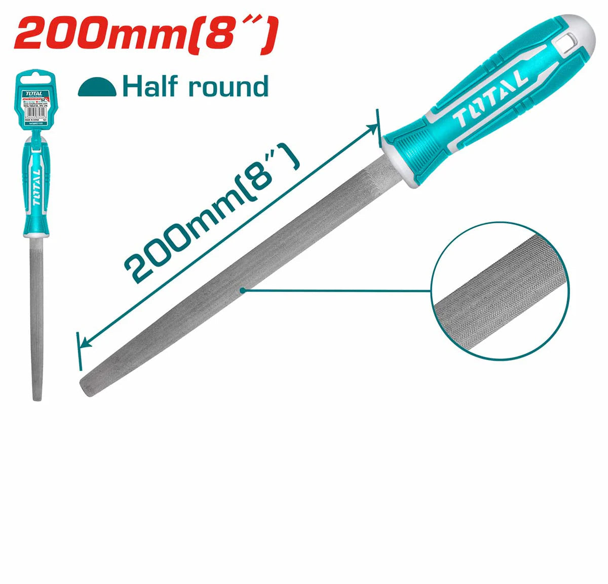 Total 200mm (8") Half Round Steel File | THT91286 Total