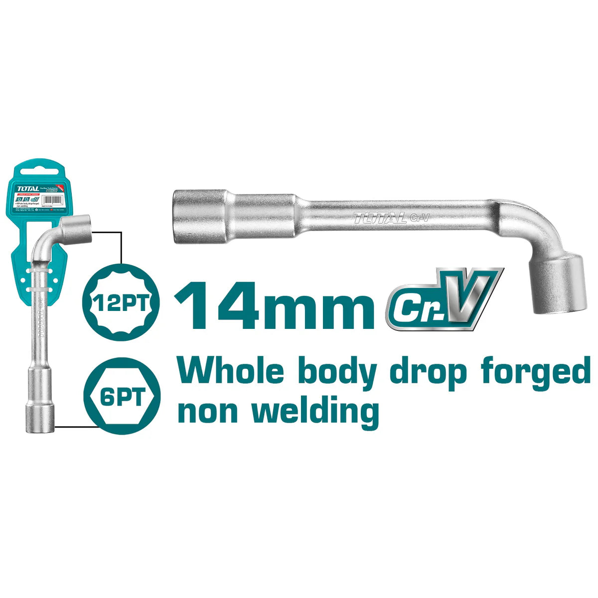 TOTAL THWL1406 Single L-Angled Socket Wrench 14mm CR-V Total